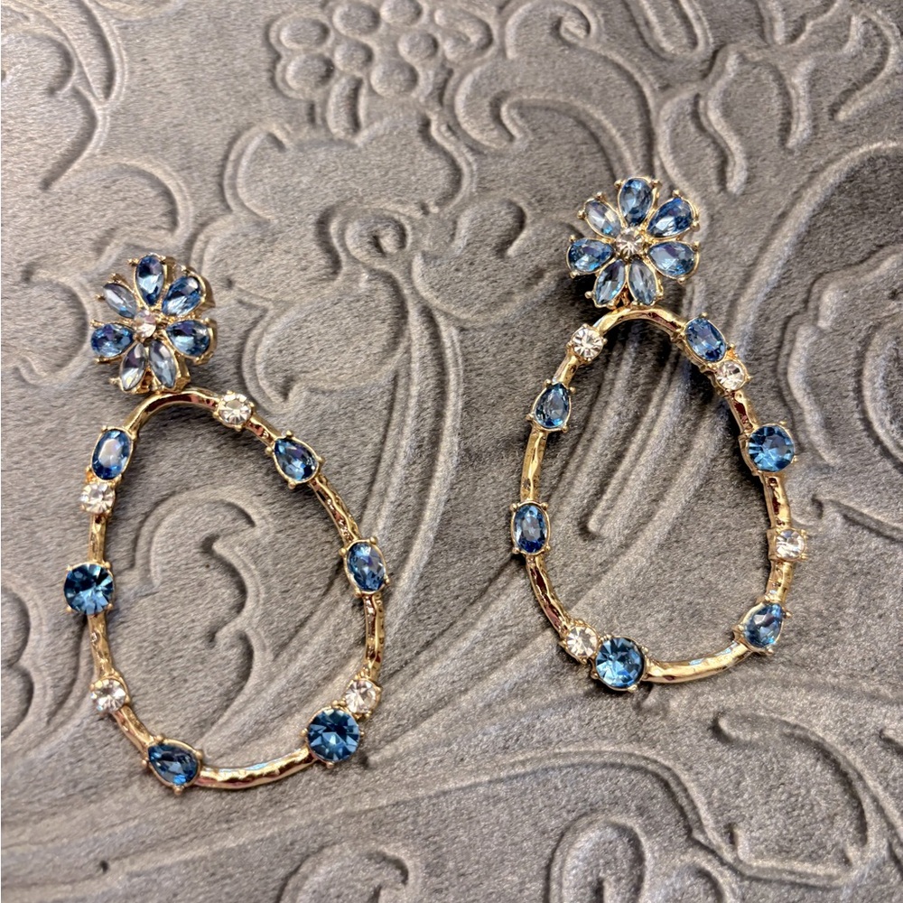 Beautiful gold and light blue (topaz color) earrings
